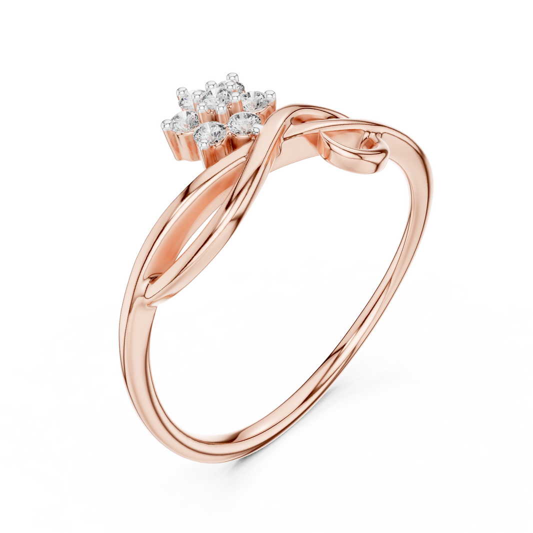 Flower Cluster Infinity Swirl Moissanite Ring in rose 925 sterling silver, view 2