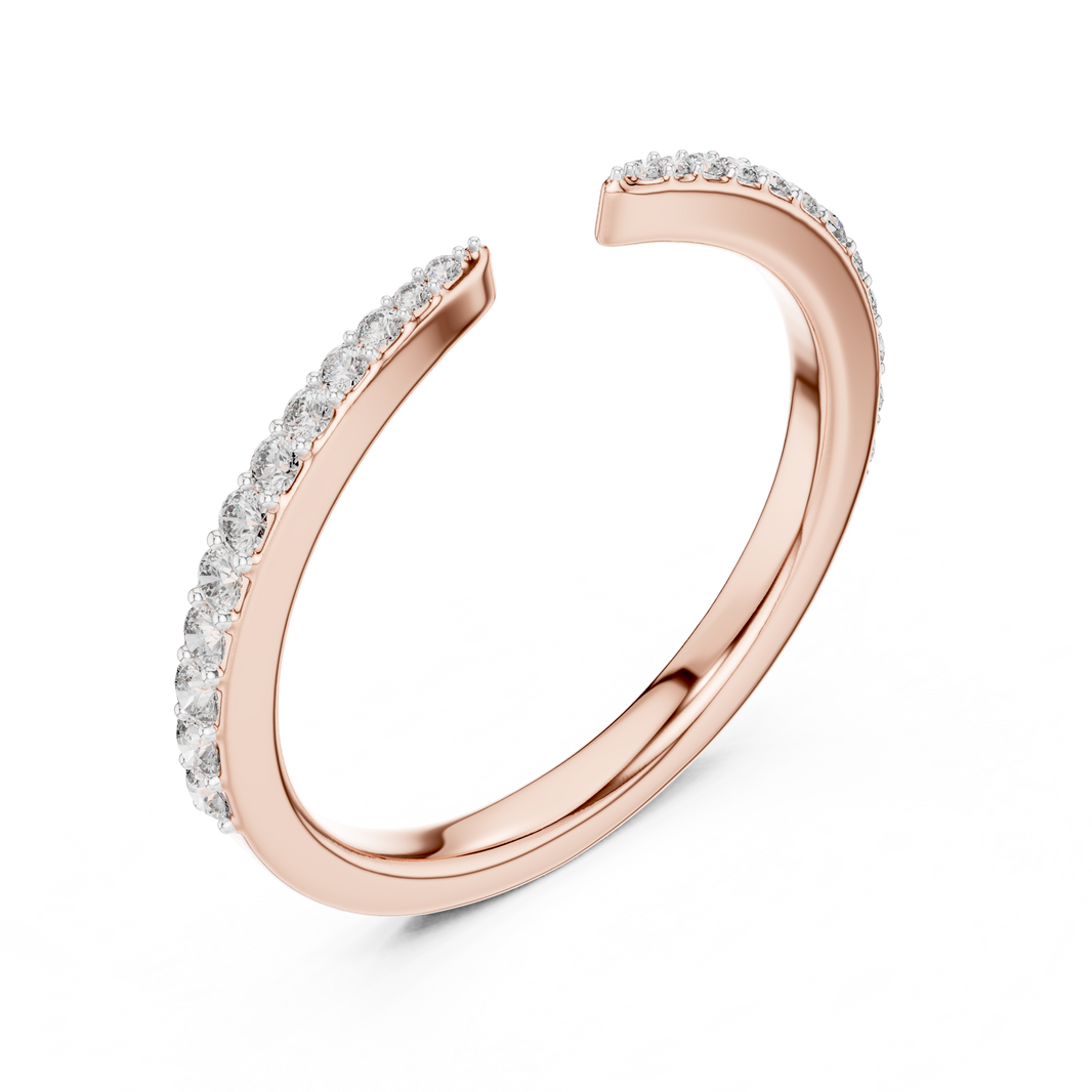 Open Cuff Pavé Moissanite Ring in rose 925 sterling silver, view 2