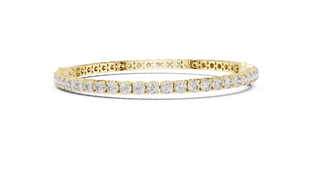 Pear Centre Round Moissanite Tennis Bracelet in yellow 925 sterling silver, view 4