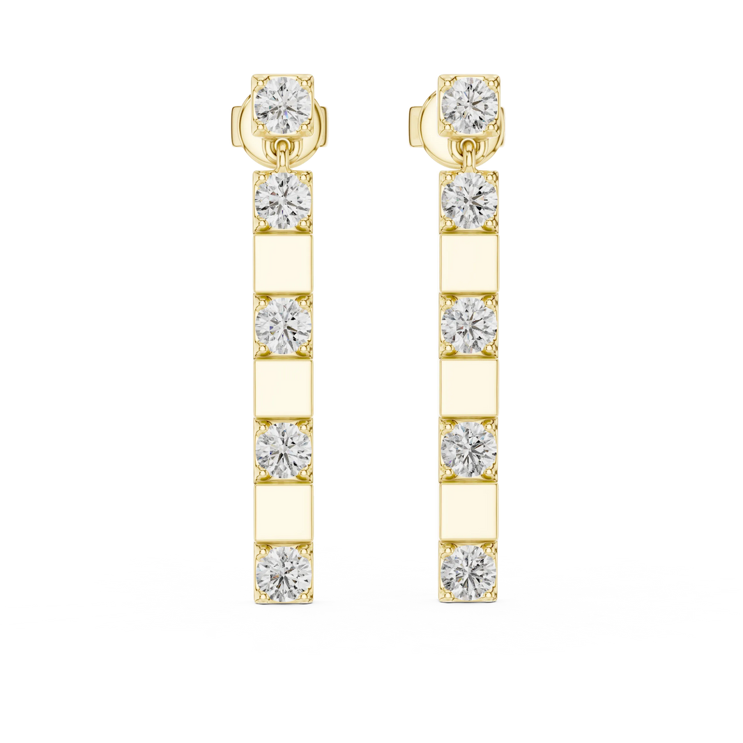 Moissanite bar drop earrings in yellow 925 sterling silver, view 4