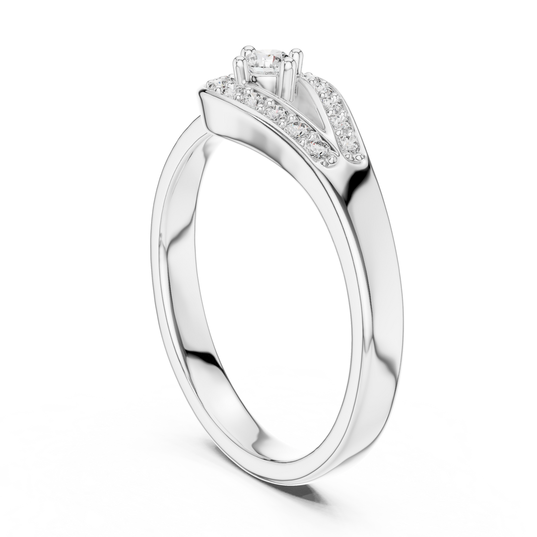 Pavé Teardrop Loop Moissanite Ring in white 925 sterling silver, view 1