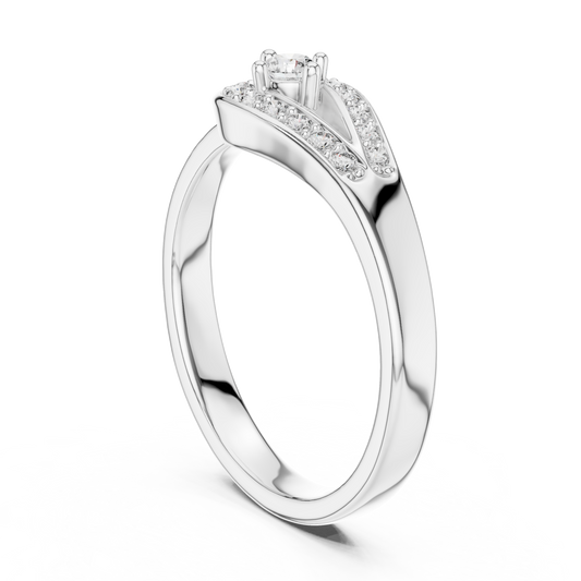 Pavé Teardrop Loop Moissanite Ring in white 925 sterling silver, view 1