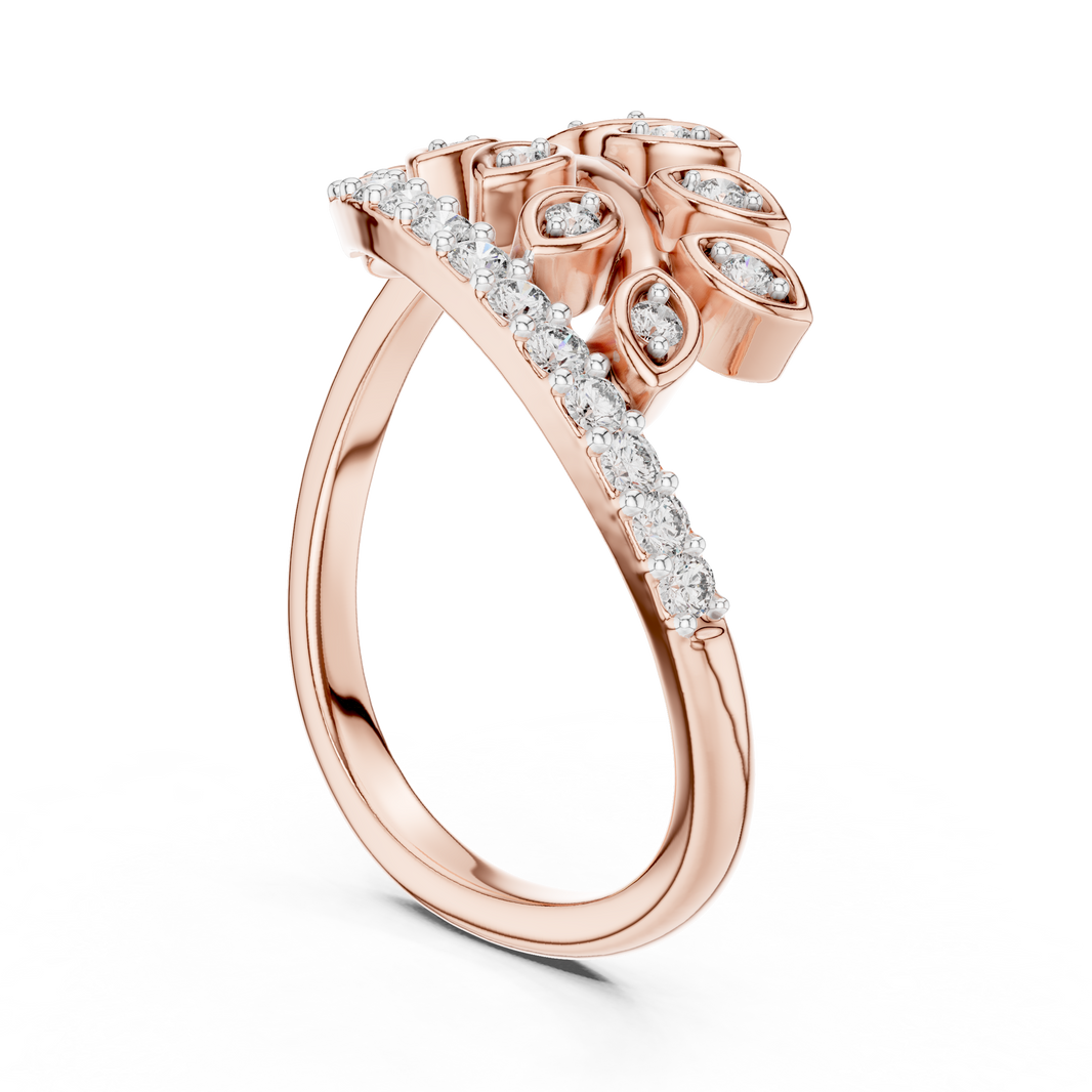 Pavé Leaf Vine Moissanite Ring in rose 925 sterling silver, view 1