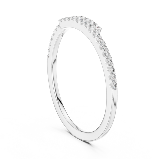 Open Bypass Pavé Moissanite Band in white 925 sterling silver, view 1