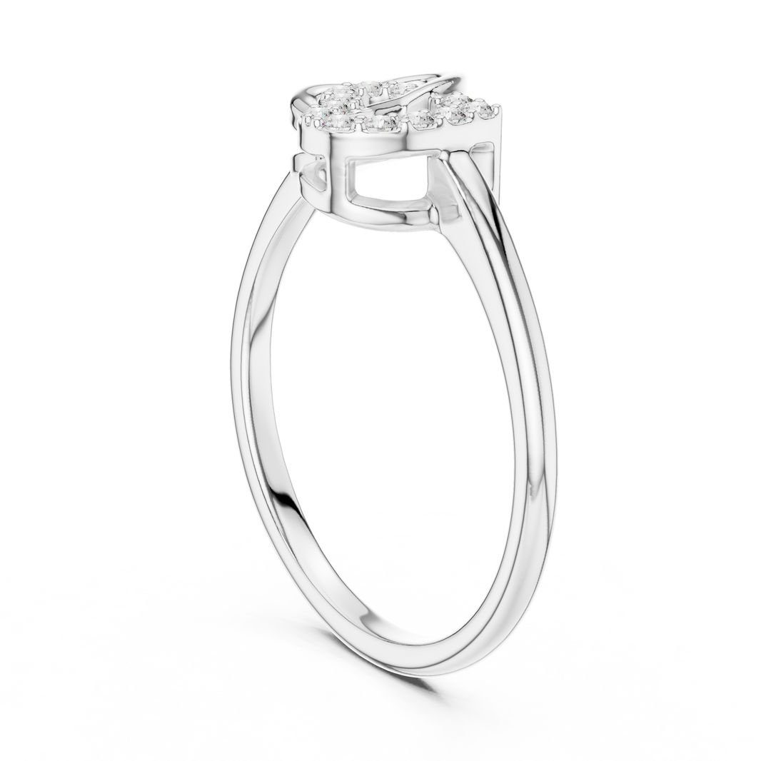Interlocking Pavé Hearts Moissanite Ring in white 925 sterling silver, view 1