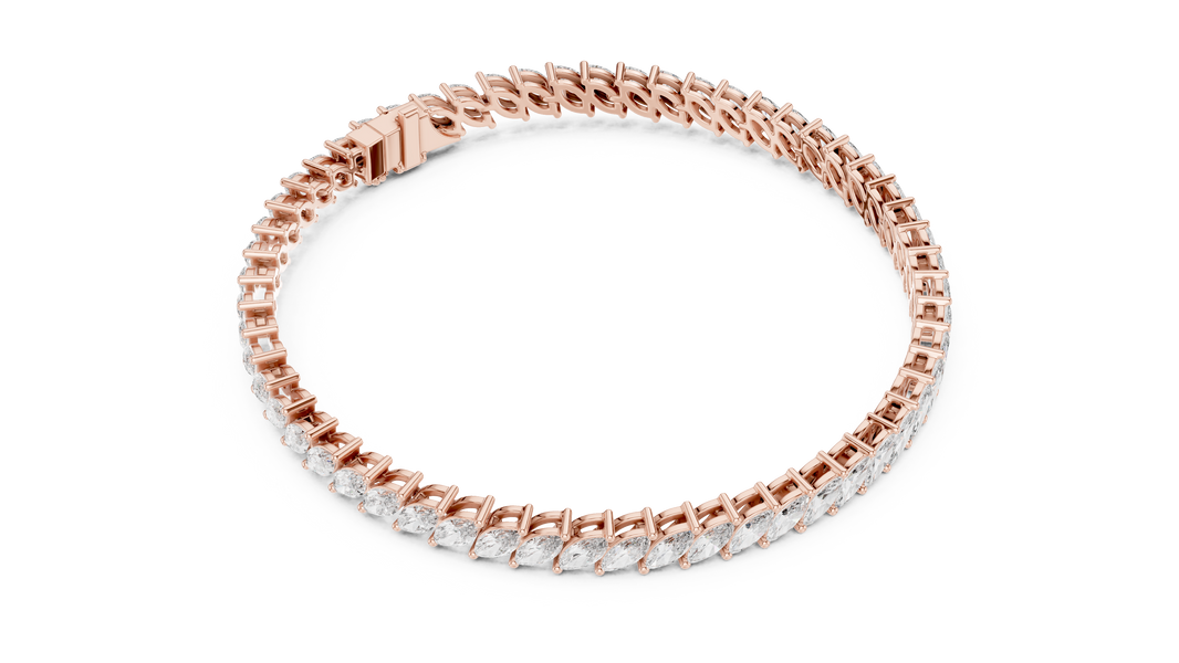 Marquise Moissanite Tennis Bracelet in rose 925 sterling silver, view 3