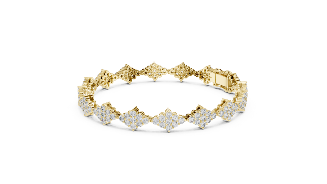 Diamond Shape Cluster Moissanite Bracelet in yellow 925 sterling silver, view 2