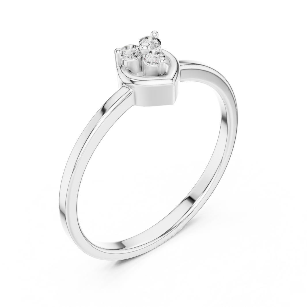 Open Heart Cluster Moissanite Ring in white 925 sterling silver, view 2