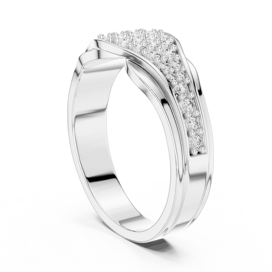 Pavé Crossover Moissanite Band in white 925 sterling silver, view 1