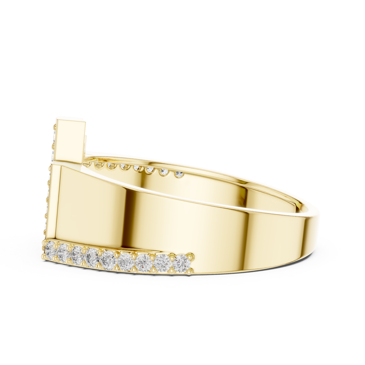 Men's Wide Vertical Bar Moissanite Band in yellow 925 sterling silver, view 3