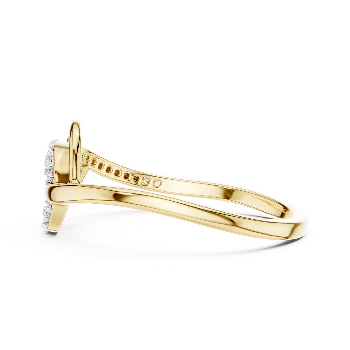 Swirl Loop Bypass Moissanite Ring in yellow 925 sterling silver, view 3