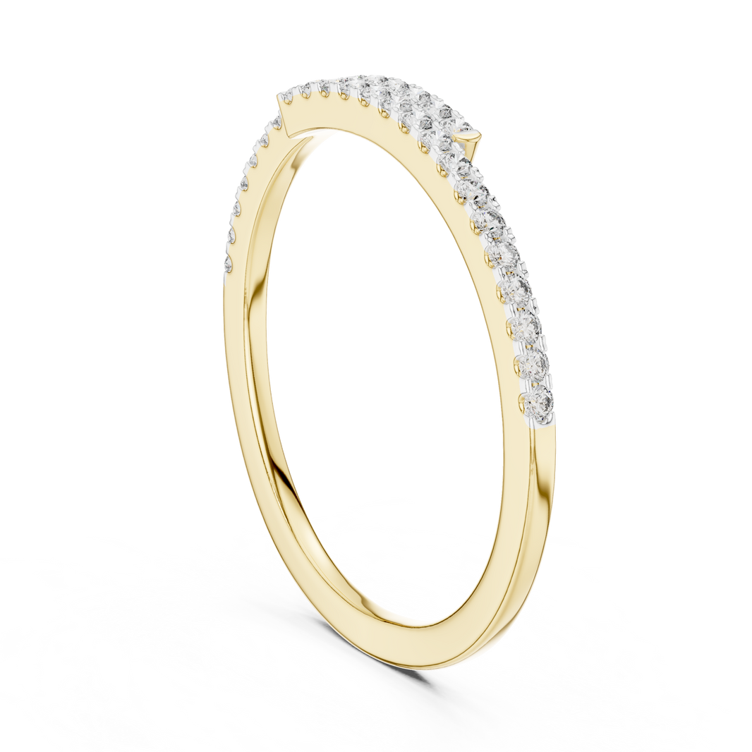 Open Bypass Pavé Moissanite Band in yellow 925 sterling silver, view 1