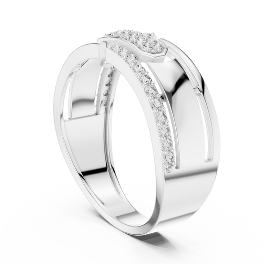 Openwork Multi-Row Pavé Moissanite Band in white 925 sterling silver, view 1
