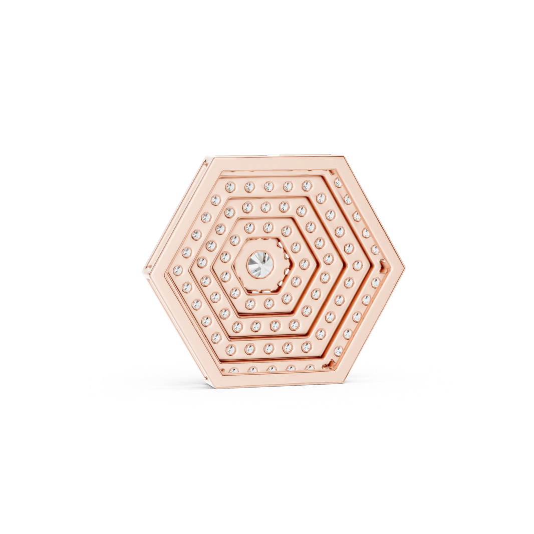 Pavé Hexagon Moissanite Pendant in rose 925 sterling silver, view 4