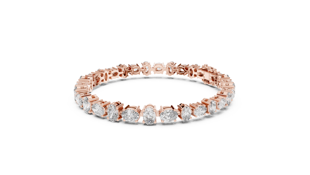 Oval Moissanite Tennis Bracelet in rose 925 sterling silver, view 2