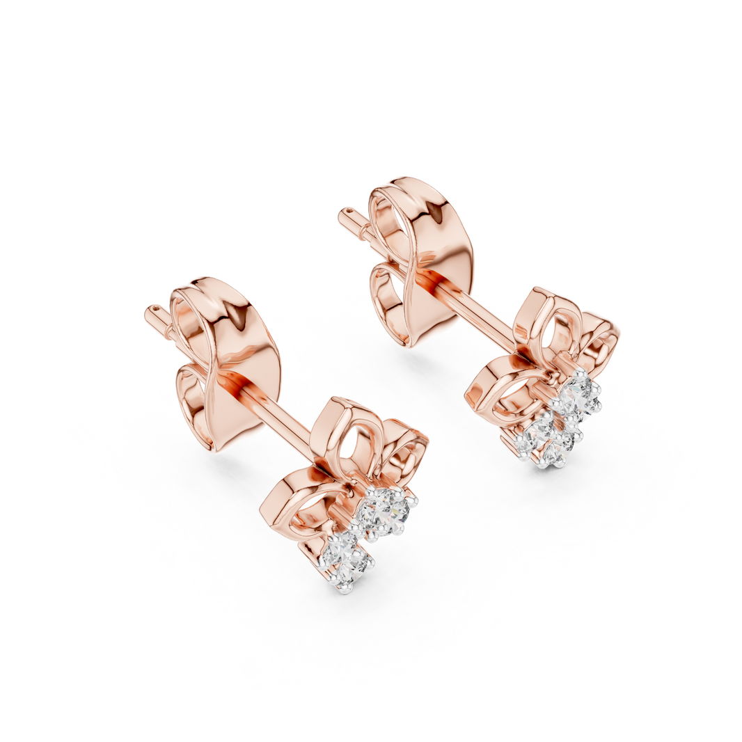 Moissanite Trefoil Cluster Stud Earrings in rose 925 sterling silver, view 2