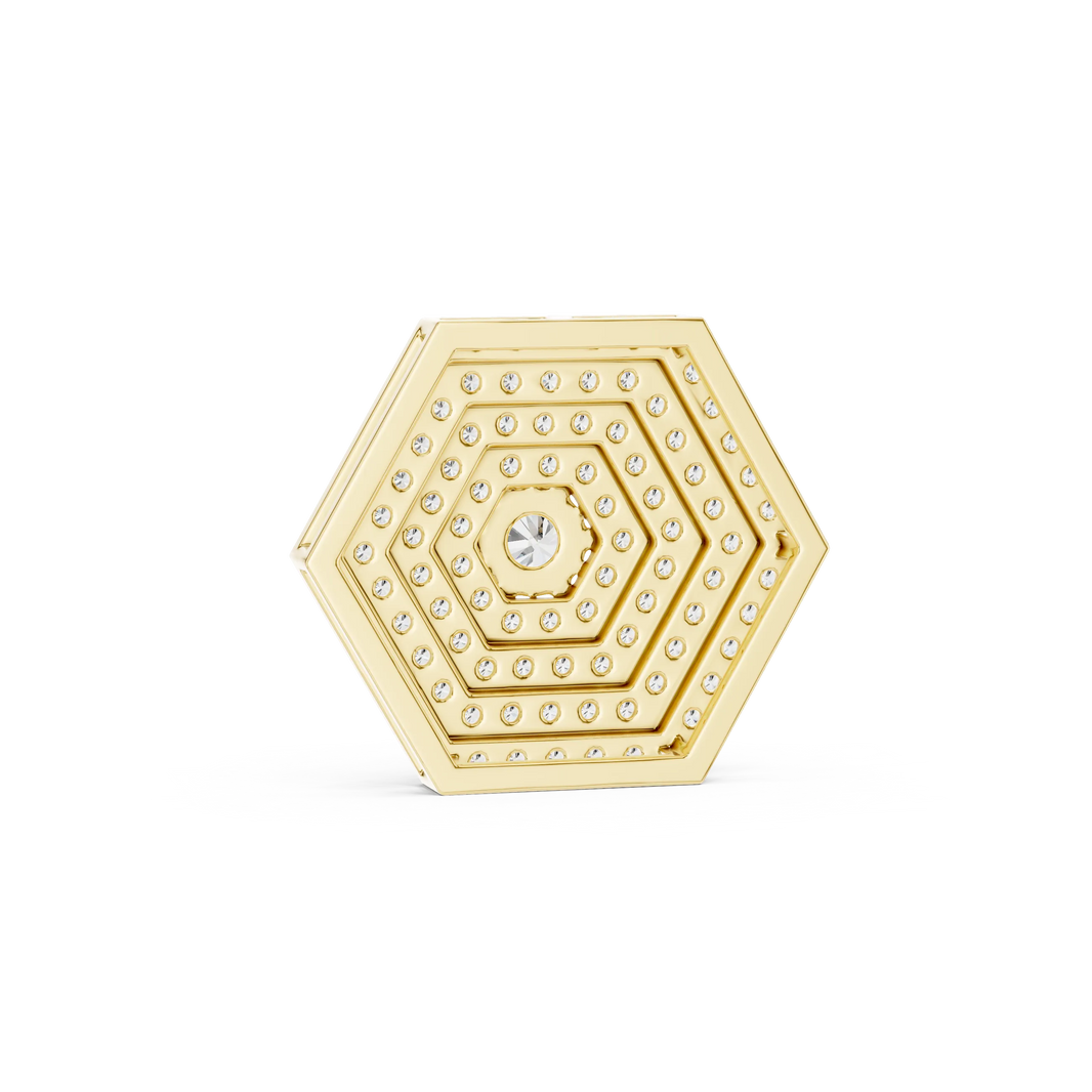Pavé Hexagon Moissanite Pendant in yellow 925 sterling silver, view 4
