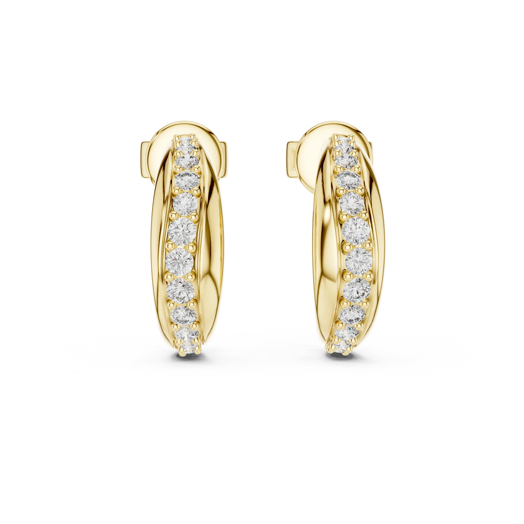 Moissanite graduated pave half hoop earrings in yellow 925 sterling silver, view 4