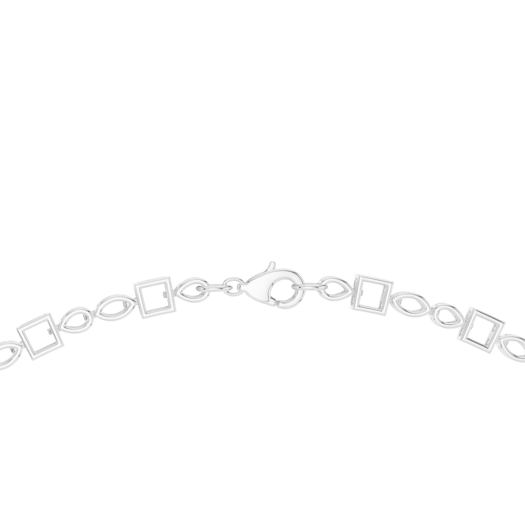 Pear Princess Marquise Cluster Collar Necklace in white 925 sterling silver, view 4