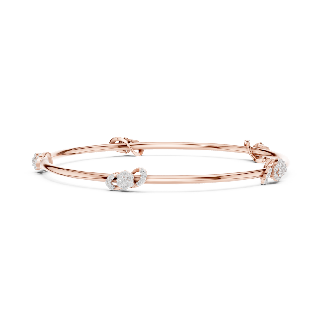 Petite Cluster Station Moissanite Bangle in rose 925 sterling silver, view 3