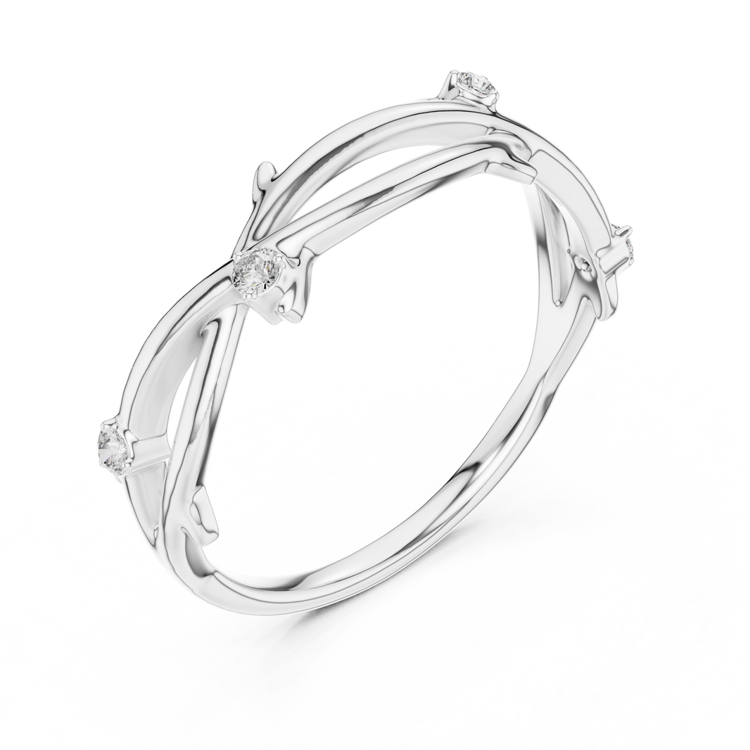 Twig Vine Moissanite Ring in white 925 sterling silver, view 2
