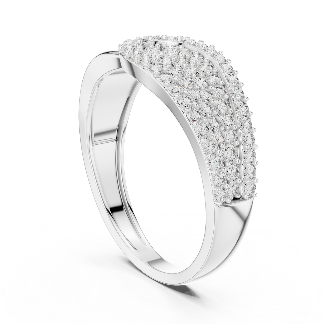 Crossover Teardrop Pavé Moissanite Ring in white 925 sterling silver, view 1