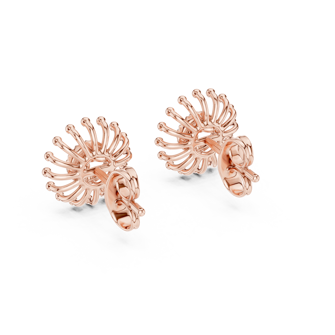 Moissanite Starburst Stud Earrings in rose 925 sterling silver, view 3