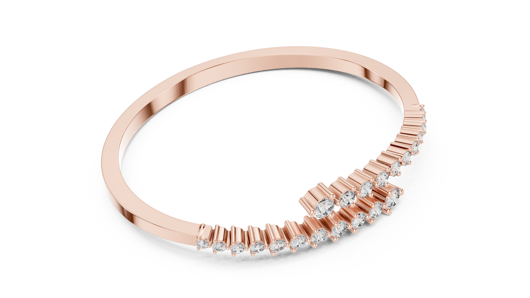 Graduated Round Moissanite Bypass Bangle in rose 925 sterling silver, view 3