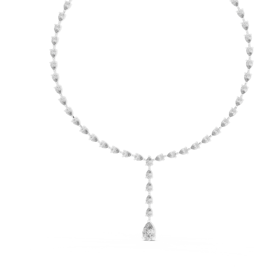 Pear Lariat Y Necklace in white 925 sterling silver, view 2