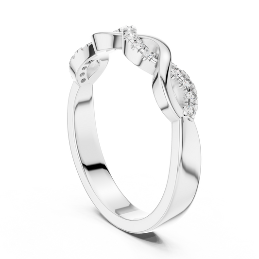 Pavé Twisted Infinity Moissanite Band in white 925 sterling silver, view 1