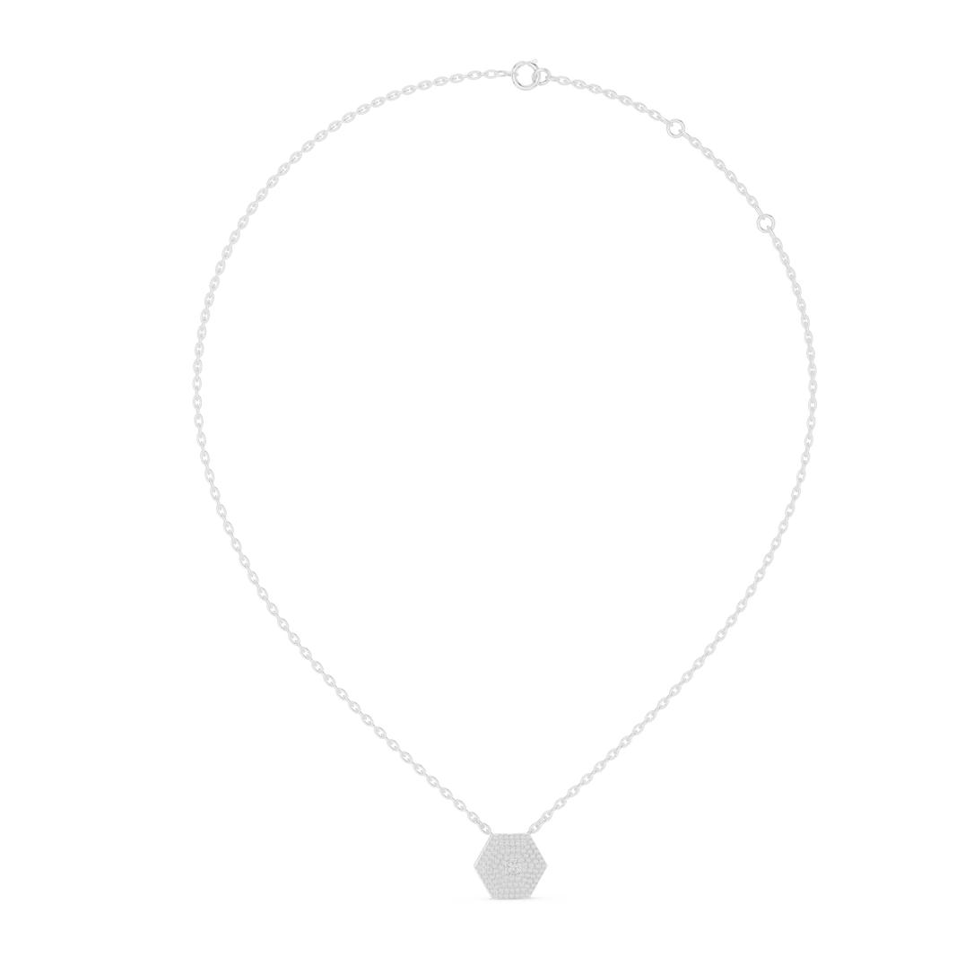 Pavé Hexagon Moissanite Pendant in white 925 sterling silver, view 1