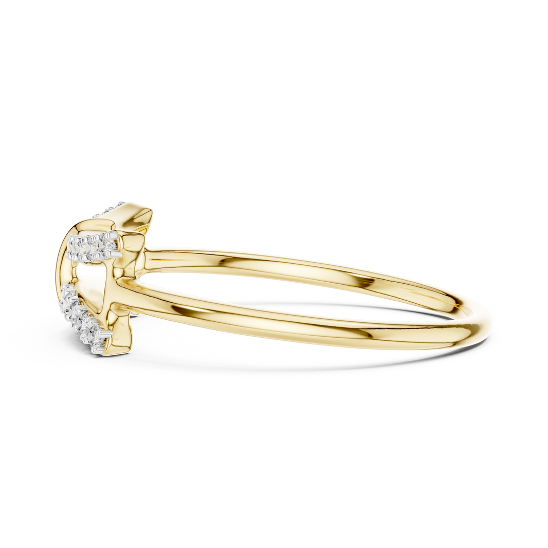 Double Bar Pavé Moissanite Ring in yellow 925 sterling silver, view 3