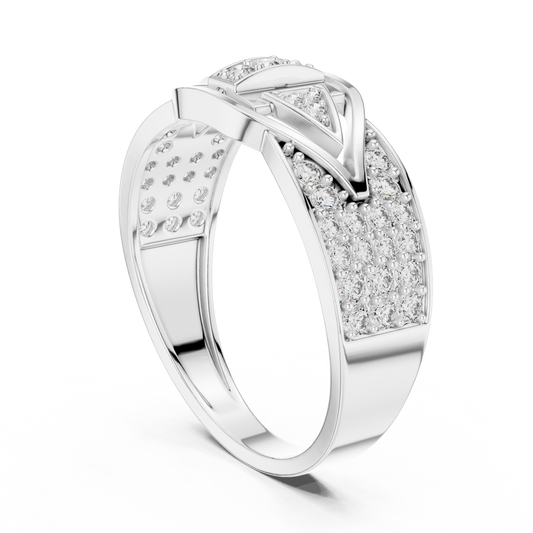 Geometric Eye Pavé Moissanite Statement Band in white 925 sterling silver, view 1
