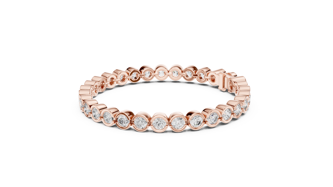 Bezel Set Round Moissanite Tennis Bracelet in rose 925 sterling silver, view 2