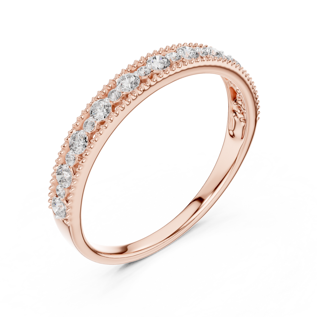 Vintage Milgrain Moissanite Half Eternity Band in rose 925 sterling silver, view 2
