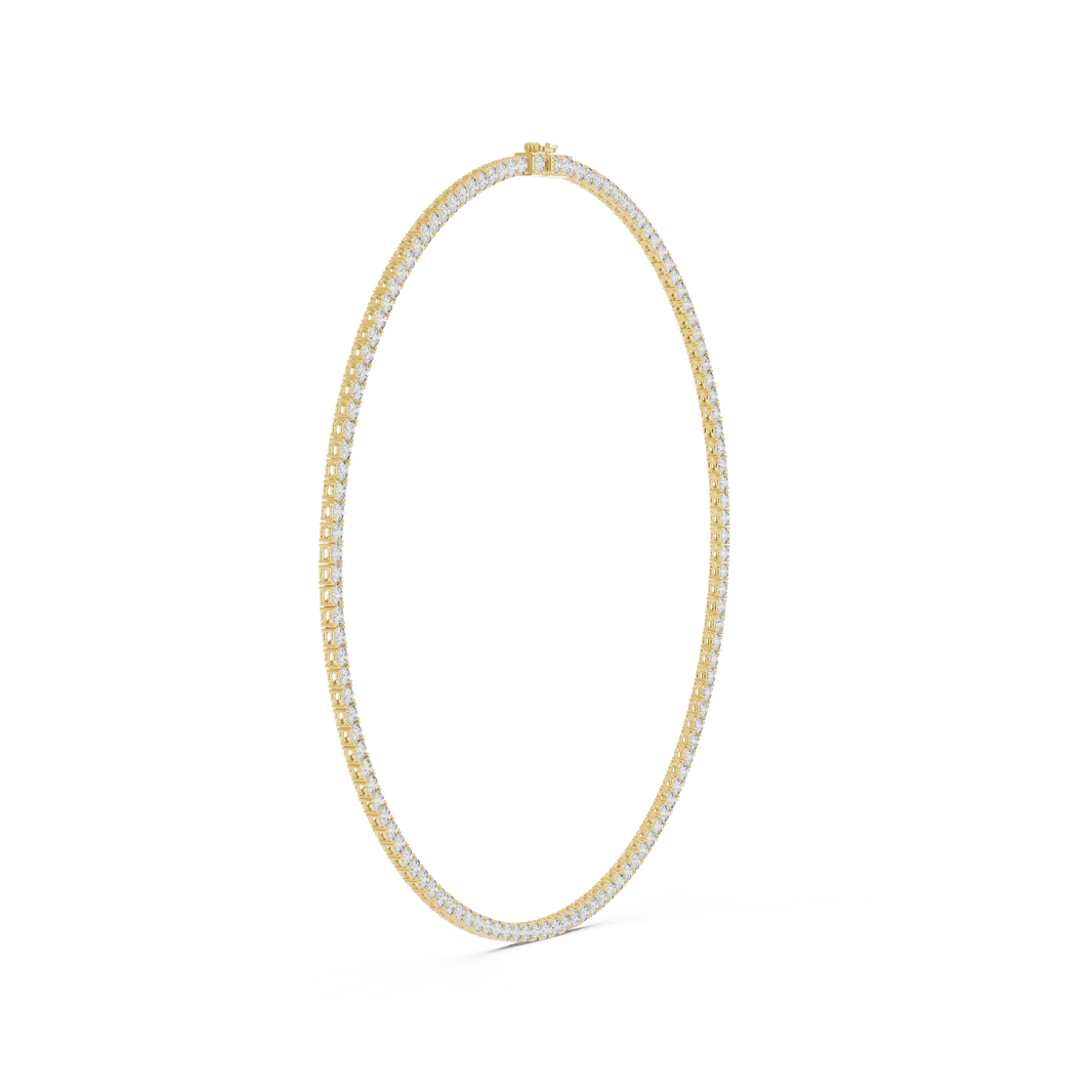 4mm Round Tennis Necklace in yellow 925 sterling silver, view 3