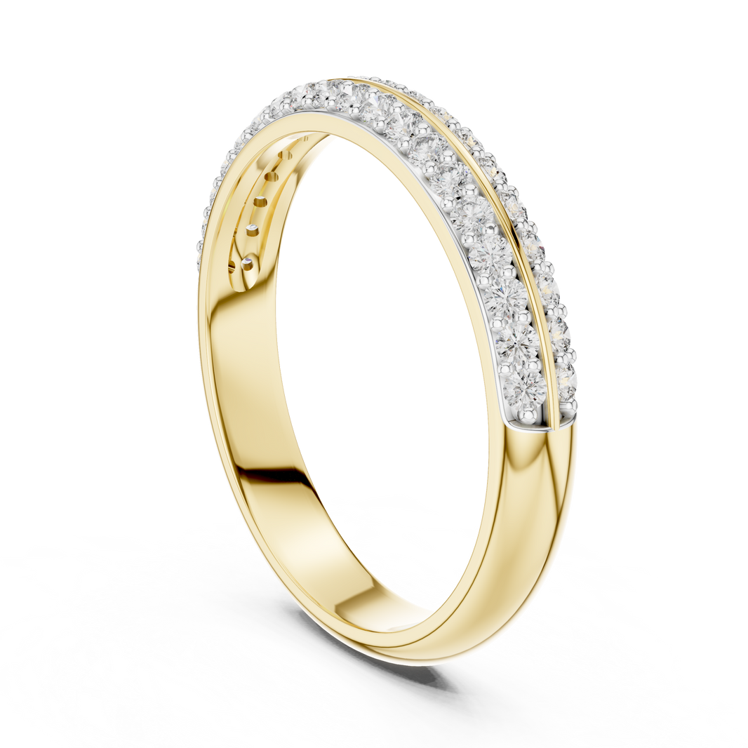 Double Row Pavé Moissanite Half Eternity Band in yellow 925 sterling silver, view 1