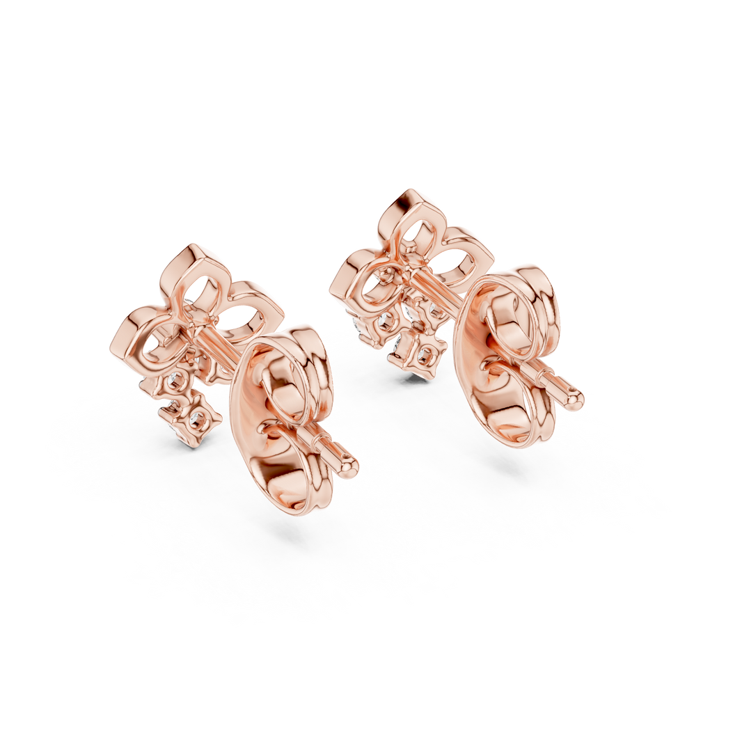 Moissanite Trefoil Cluster Stud Earrings in rose 925 sterling silver, view 3