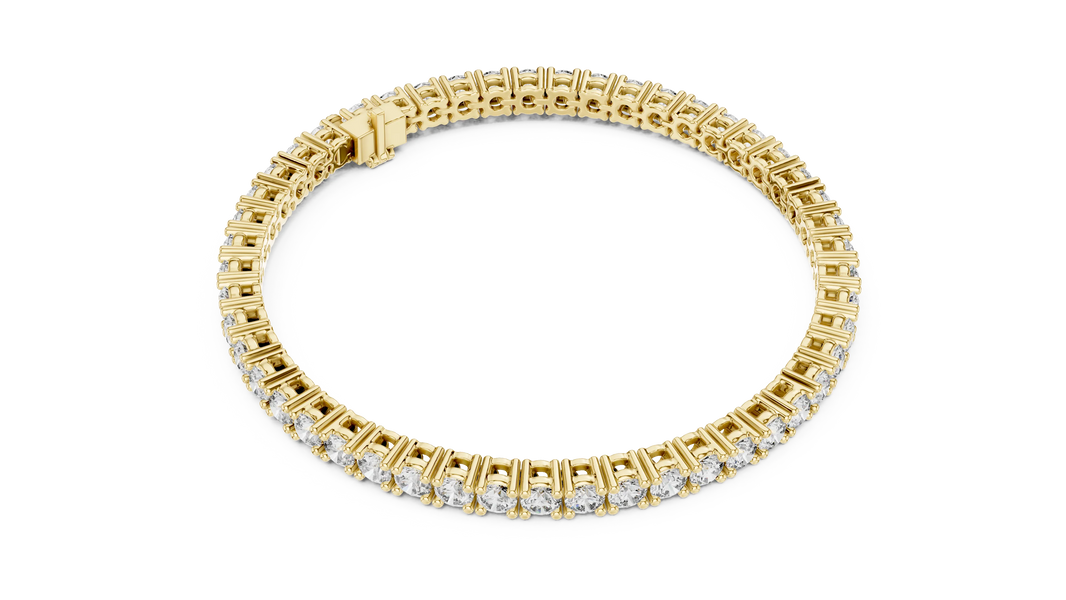 Round Four Prong Moissanite Tennis Bracelet in yellow 925 sterling silver, view 3