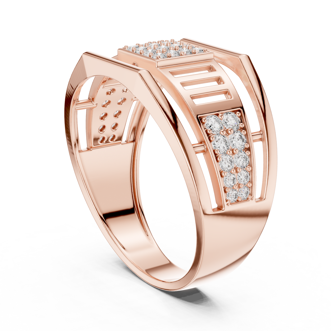 Men's Square Pavé Panel Cage Moissanite Band in rose 925 sterling silver, view 1