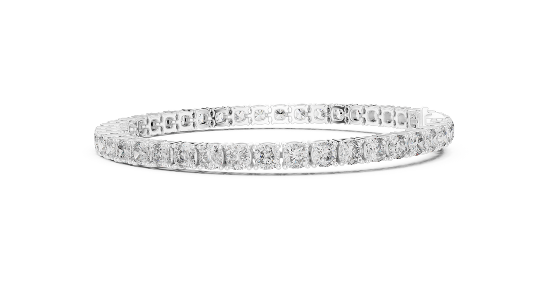 Square Cushion Cut Moissanite Tennis Bracelet in white 925 sterling silver, view 4