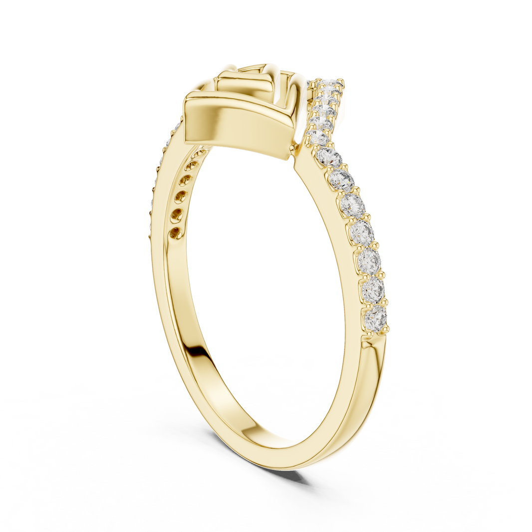 Pavé Chevron Square Spiral Moissanite Ring in yellow 925 sterling silver, view 1