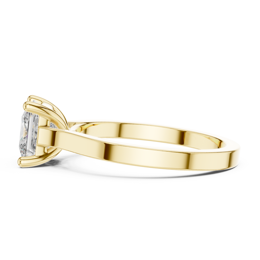 Princess Cut Moissanite Solitaire Ring with Flat Band in yellow 925 sterling silver, view 3