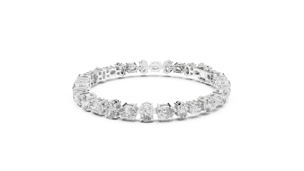 Oval Moissanite Tennis Bracelet in white 925 sterling silver, view 2