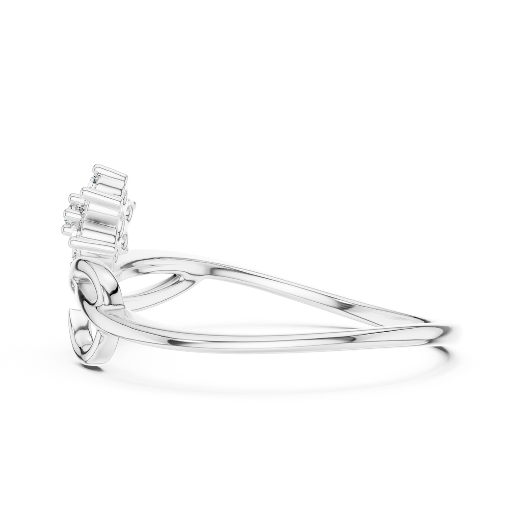 Flower Cluster Infinity Swirl Moissanite Ring in white 925 sterling silver, view 3