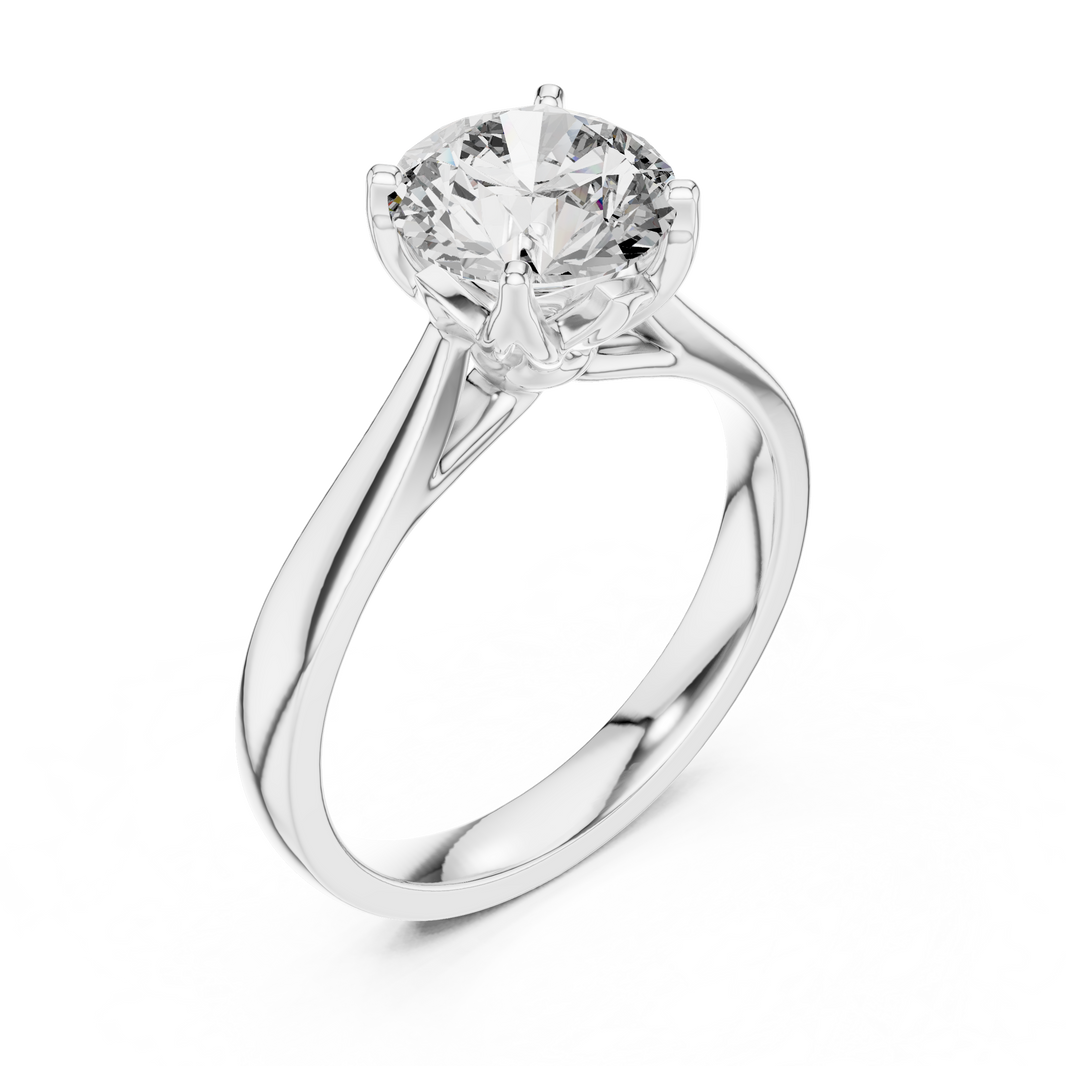 Round Cathedral Moissanite Solitaire Ring in white 925 sterling silver, view 2