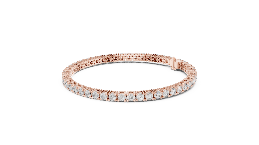 Round Moissanite Classic Tennis Bracelet in rose 925 sterling silver, view 2