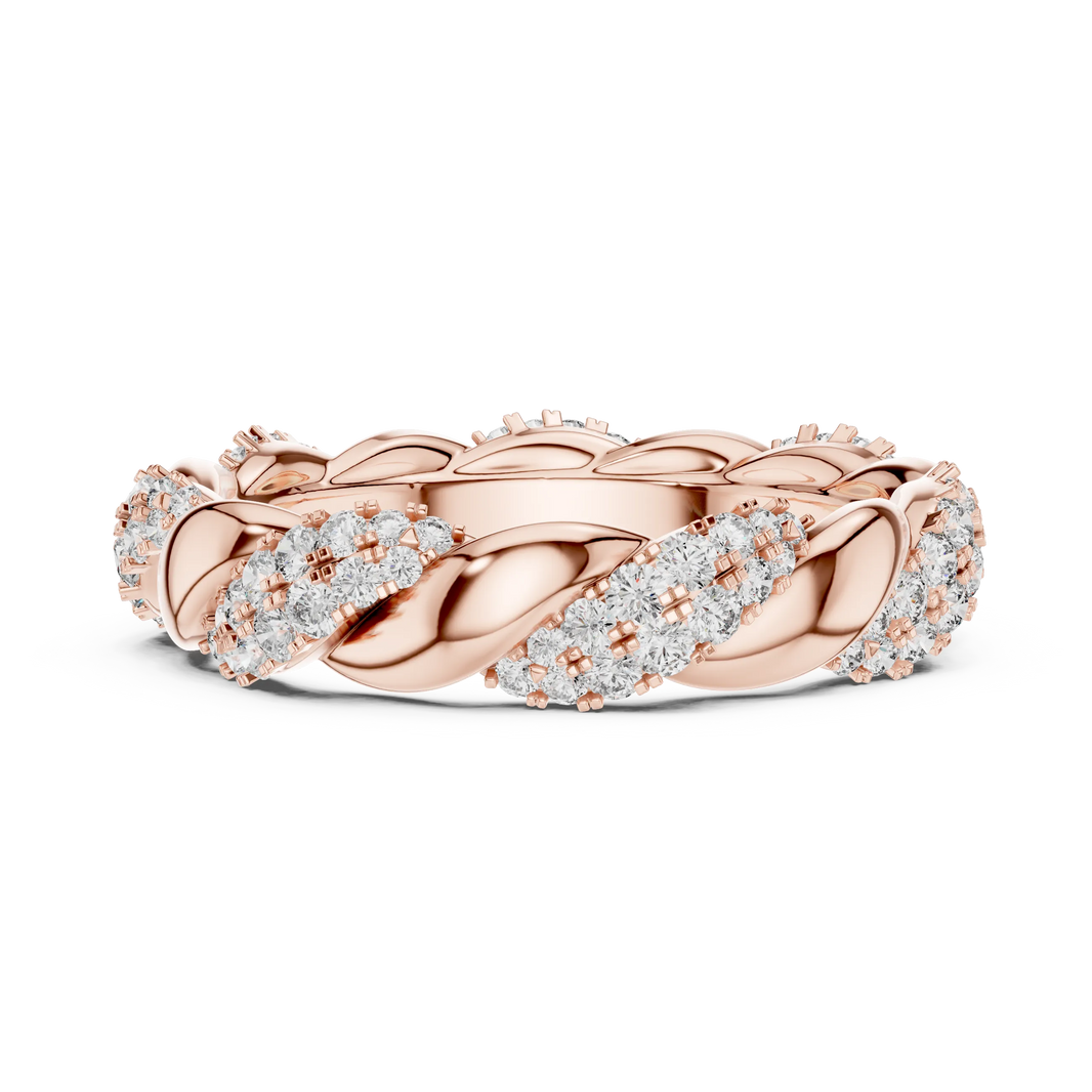 Twisted Rope Pavé Moissanite Eternity Band in rose 925 sterling silver, view 3