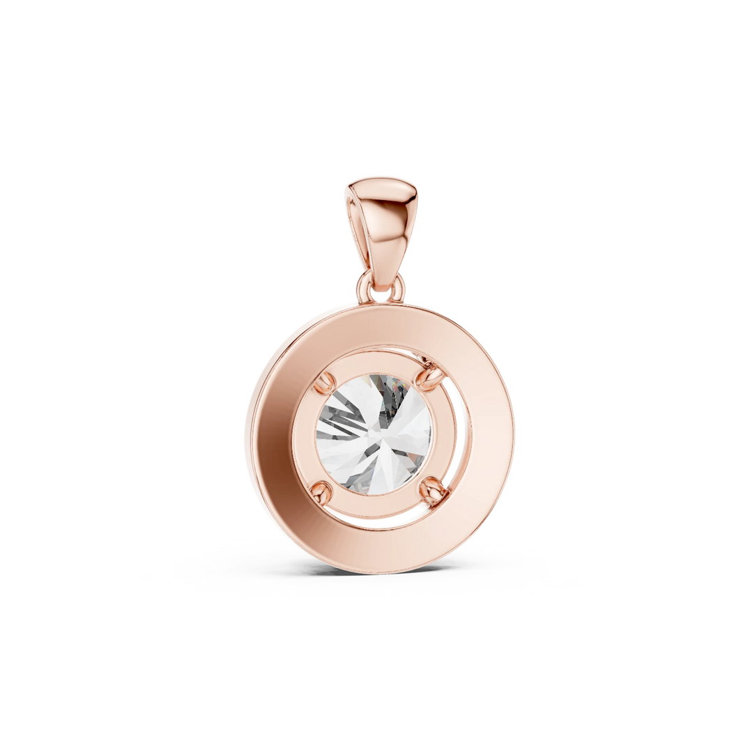 Large Round Halo Moissanite Pendant in rose 925 sterling silver, view 4