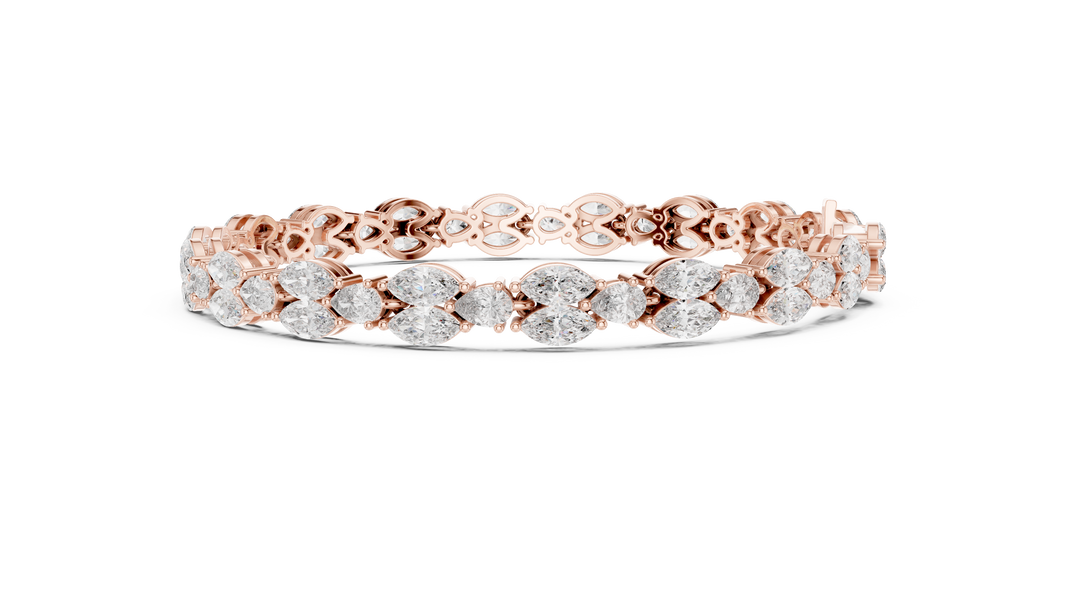 Marquise and Pear Moissanite Tennis Bracelet in rose 925 sterling silver, view 4